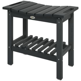 HDPE Weather Resistant Outdoor Side Table with Non-Slip Pads, Handles for Patio, Pool, Black