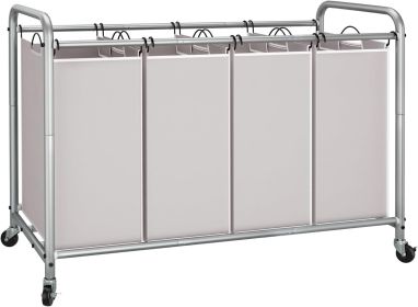 Laundry Sorter 4 Section, 47.5 Gal (180 L) Laundry Hamper with Wheels, Clothes Divider Basket Sorter
