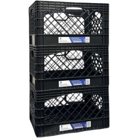 24QT 3 Pack Milk Crate Black Basket