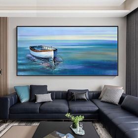 Handmade Oil Painting On Canvas Wall Art Decoration Modern Abstract Boat Landscape Picture  Living Room hallway bedroom luxurious decorative pain (size: 150x220cm)