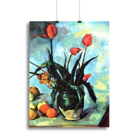Still Life vase with Tulips by Cezanne Canvas Print or Poster (Type: Poster Print, size: 32" x 24" / 80cm x 60cm (approx))