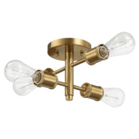 Ephemeral Four Lights Semi Flush Mount Retro Hallway Kitchen Bedroom Living Room Ceiling Pendant 11 W X 6.5 H (Option: Antique Brass)